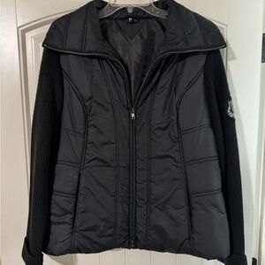 Tommy Hilfiger Black Quilted Puffer Jacket with Knit Sleeves